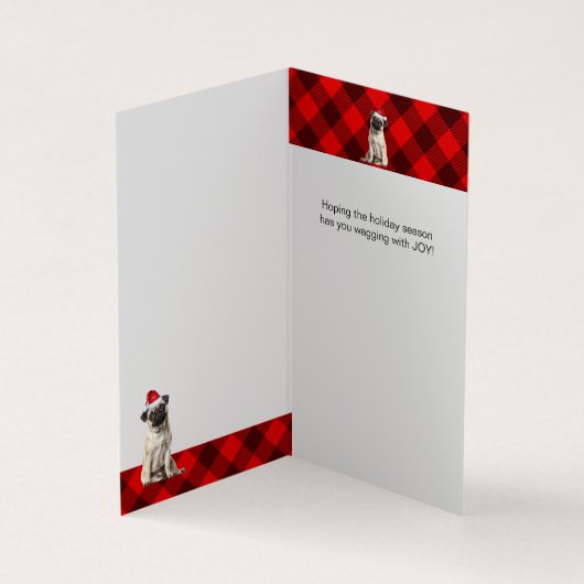 Pug Dog Holiday Red Buffalo Plaid Christmas (内部)