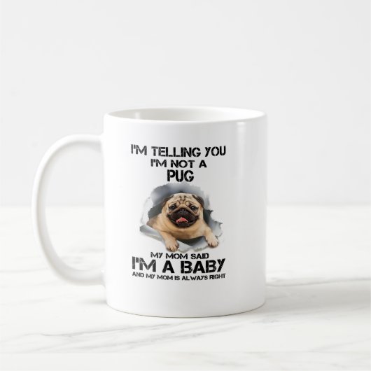 Pug Dog ImはPug Imではないベビー136 コーヒーマグカップ (左)