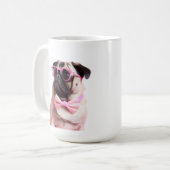 pug dog in a bow コーヒーマグカップ (正面左)