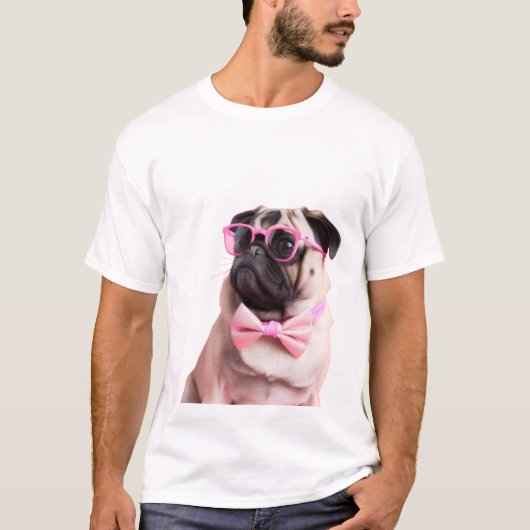 pug dog in a bow tシャツ (正面)