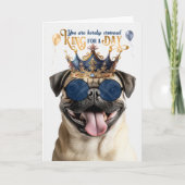 Pug Dog King for a Day Funny Birthday カード (正面)