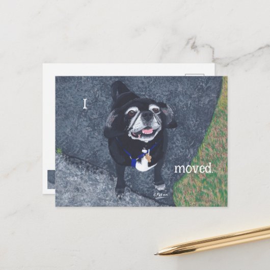 Pug Dog New Address Postcards ポストカード (正面/裏面インサイチュ)