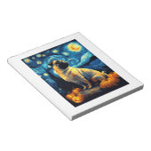 Pug dog of van gogh starry night halloween Funny J ノートパッド (アングル)