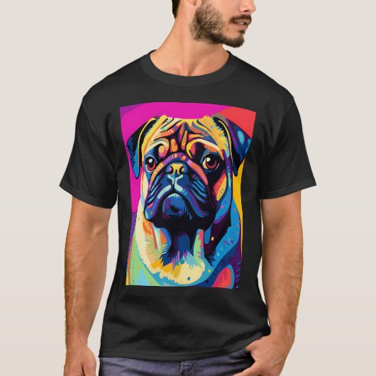 Pug dog portraits drawing. animal colorful. Animal Tシャツ (正面)