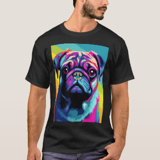 Pug dog portraits drawing. animal colorful. Animal Tシャツ