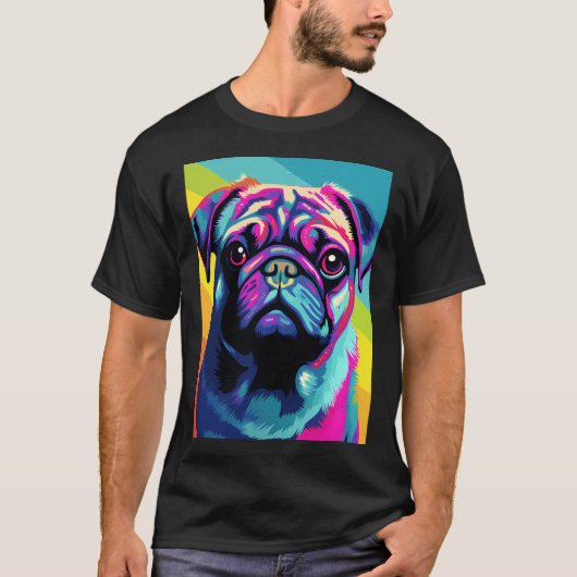 Pug dog portraits drawing. animal colorful. Animal Tシャツ (正面)