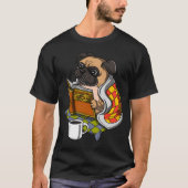 Pug Dog Reading A Book Tシャツ (正面)