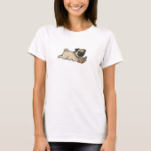 Pug Dog Reading Tee Funny Pug Mom   Dog reading Tシャツ (正面)