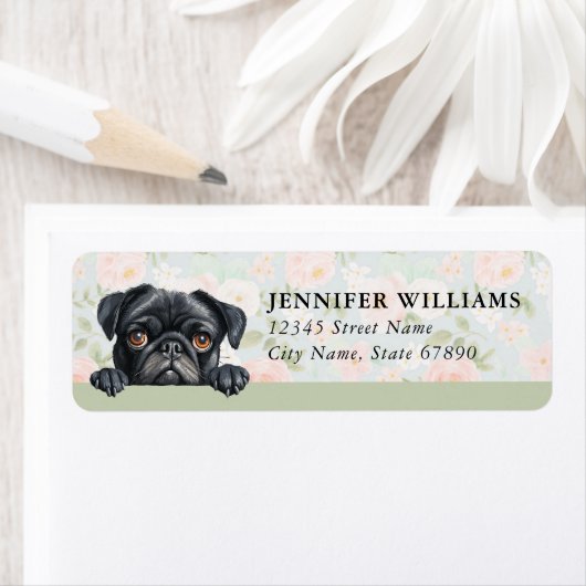 Pug Dog Return Address Labels ラベル (インサイチュ)