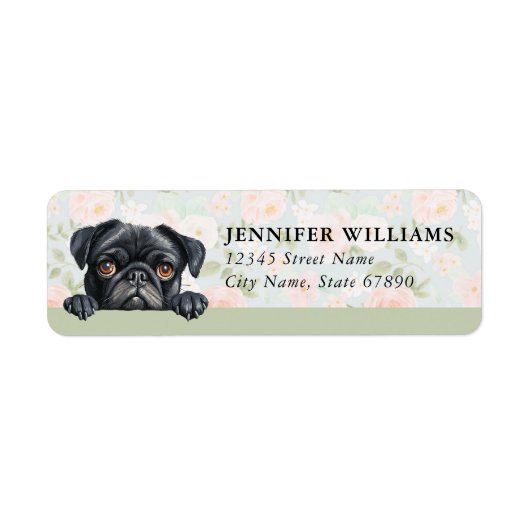 Pug Dog Return Address Labels ラベル (正面)