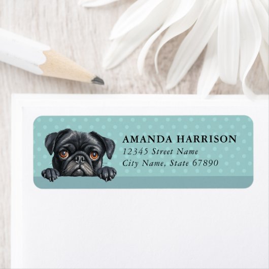 Pug Dog Return Address Labels ラベル (インサイチュ)