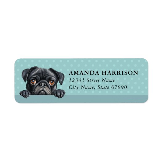Pug Dog Return Address Labels ラベル (正面)
