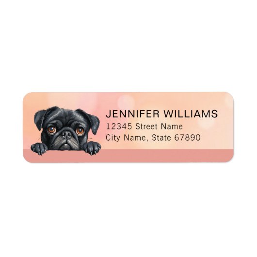 Pug Dog Return Address Labels ラベル (正面)