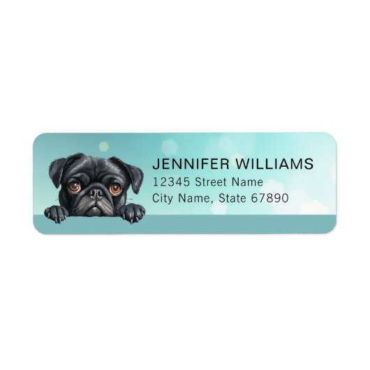 Pug Dog Return Address Labels ラベル (正面)