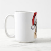 Pug Dog Santa Hat Merry Christmas Art コーヒーマグカップ (左)