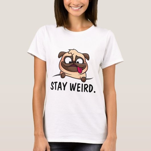 PUG DOG STAY T風変わりシャツ Tシャツ (正面)