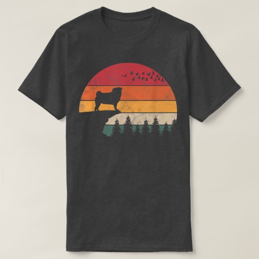 Pug Dog Sunset Retro Style for Men Women Tシャツ (デザイン正面)