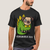 Pug Dog T-Rex Dinosaur Pugasaurus Tシャツ (正面)