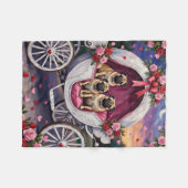 Pug Dog Valentine's Day フリースブランケット (正面(横))