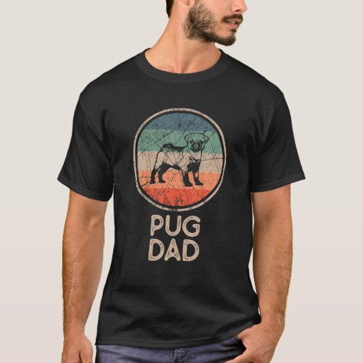 Pug Dog - Vintage Pug Dad Tシャツ (正面)
