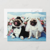 PUG DOGSの結婚はがき ポストカード (正面/裏面)