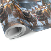 Pug Dogs Christmas Snow Holiday ラッピングペーパー (ロールコーナー)