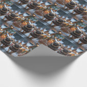 Pug Dogs Christmas Snow Holiday ラッピングペーパー (角)