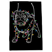 Pug Dogs Tree Christmas Sweater Xmas Pet Animal ミディアムペーパーバッグ (正面)