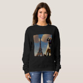 Pug  Eiffel Tower France Paris  Men Women Girls Do スウェットシャツ (正面フル)