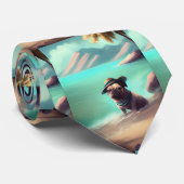 Pug enjoying on beach painting art  ネクタイ (ロール)