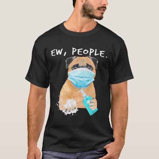 Pug Ew People犬顔マスククラシックT-Sを着て Tシャツ (正面)