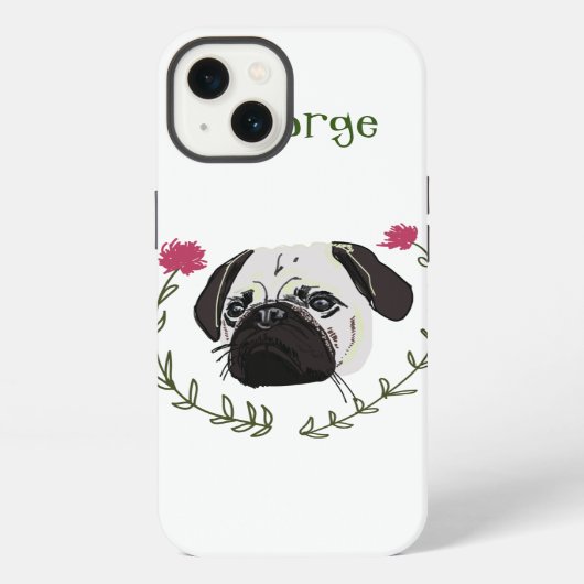 Pug Face, Dog Art iPhoneケース (裏面)