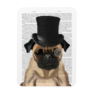Pug, Formal Hound and Hat マグネット