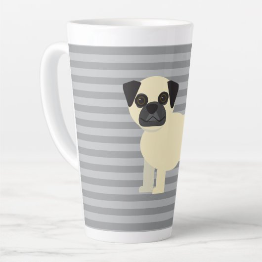 Pug Gray Lined カフェラテマグ (左アングル)