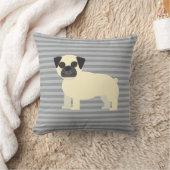 Pug Gray Lined クッション (ブランケット)