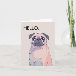 Pug Greeting Card – Retro Dog Art – Blank – 4 X 6 シーズンカード