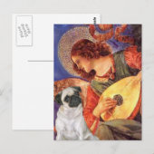 Pug H (Fawn) - Mandolin Angel ポストカード (正面/裏面)