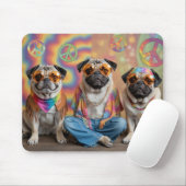 Pug Hippie Mousepad マウスパッド (マウス)