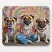 Pug Hippie Mousepad マウスパッド (正面)