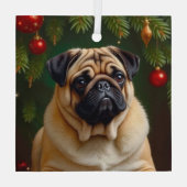 Pug Holiday ガラスオーナメント (裏面)