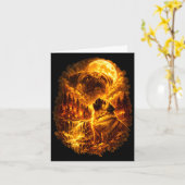 Pug howling at moon dramatic full moon  カード (黄色い花)