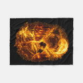 Pug howling at moon dramatic full moon  フリースブランケット (正面(横))