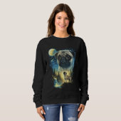 Pug Howling to The Moon Meme Funny 90's Pug Dog Lo スウェットシャツ (正面フル)