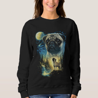 Pug Howling to The Moon Meme Funny 90's Pug Dog Lo スウェットシャツ