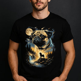Pug Howling To The Moon Vintage 90S  Tシャツ