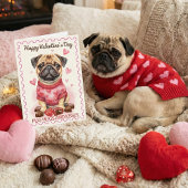 Pug Hugs and Kisses Adorable Valentine's Day カード