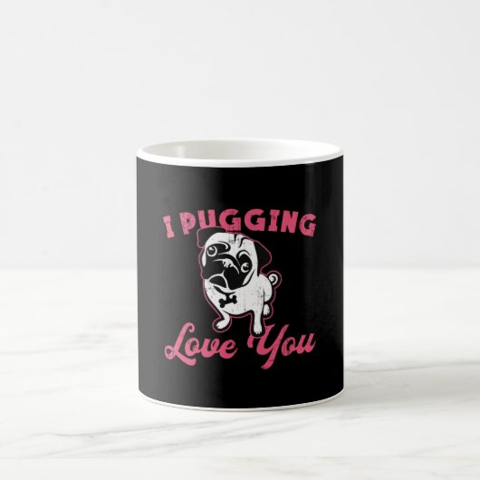 Pug I Puging Love You Dog Dogs おもしろいヴィンテージ コーヒーマグカップ (中央)