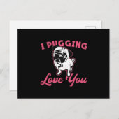 Pug I Puging Love You Dog Dogs おもしろいヴィンテージ ポストカード (正面/裏面)