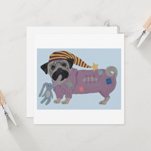 Pug in PJs  カード (正面/裏面インサイチュ)