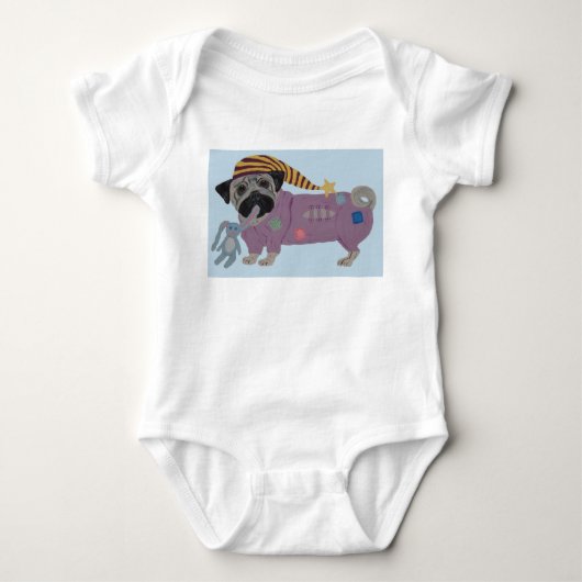 Pug in PJs ベビーボディスーツ (正面)